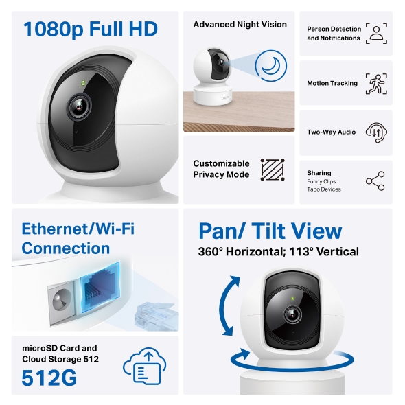 CAMARA DE VIGILANCIA TP-LINK TAPO C202MP VICIN NOCTURNA AUDIO DOBLE VIA MICROSD 512GB DETECTOR DE MOVIMIENTOS ETHERNET - Image 3