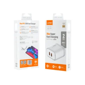 CARGADOR DE PARED LDNIO 2 TIPO C 35W + CABLE TIPO C A TIPO C 1M