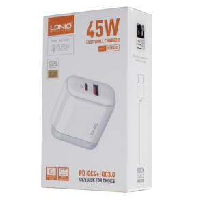 CARGADOR DE PARED A2526C LDNIO TIPO A TIPO C 45W + CABLE TIPO C A TIPO C 1M