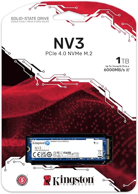 SSD KINGSTON 1TB M.2 2280 SNV3S-1000G PCIe 4.0 x 4 NVMe 6000-4000MB-s NAND