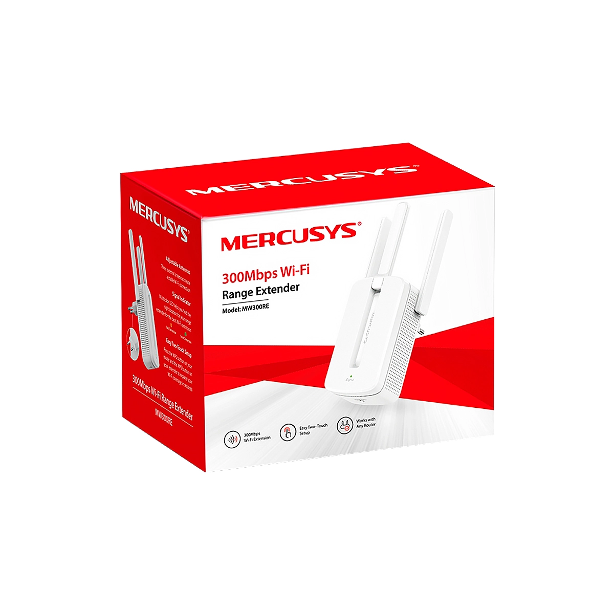 EXTENSOR DE RANGO MERCUSYS MW300RE WI-FI 300MBPS 3 ANTENAS WHITE
