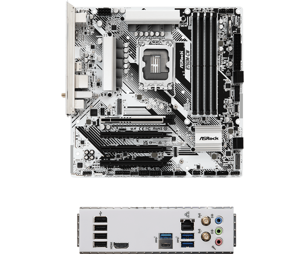 PLACA MADRE ASROCK B760M-C (BULK) WHITE LGA1700 DDR5 4SLOT HDMI-DP 10/100/1000 WIFI Matx - Image 3
