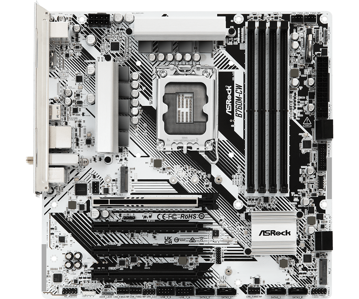 PLACA MADRE ASROCK B760M-C (BULK) WHITE LGA1700 DDR5 4SLOT HDMI-DP 10/100/1000 WIFI Matx