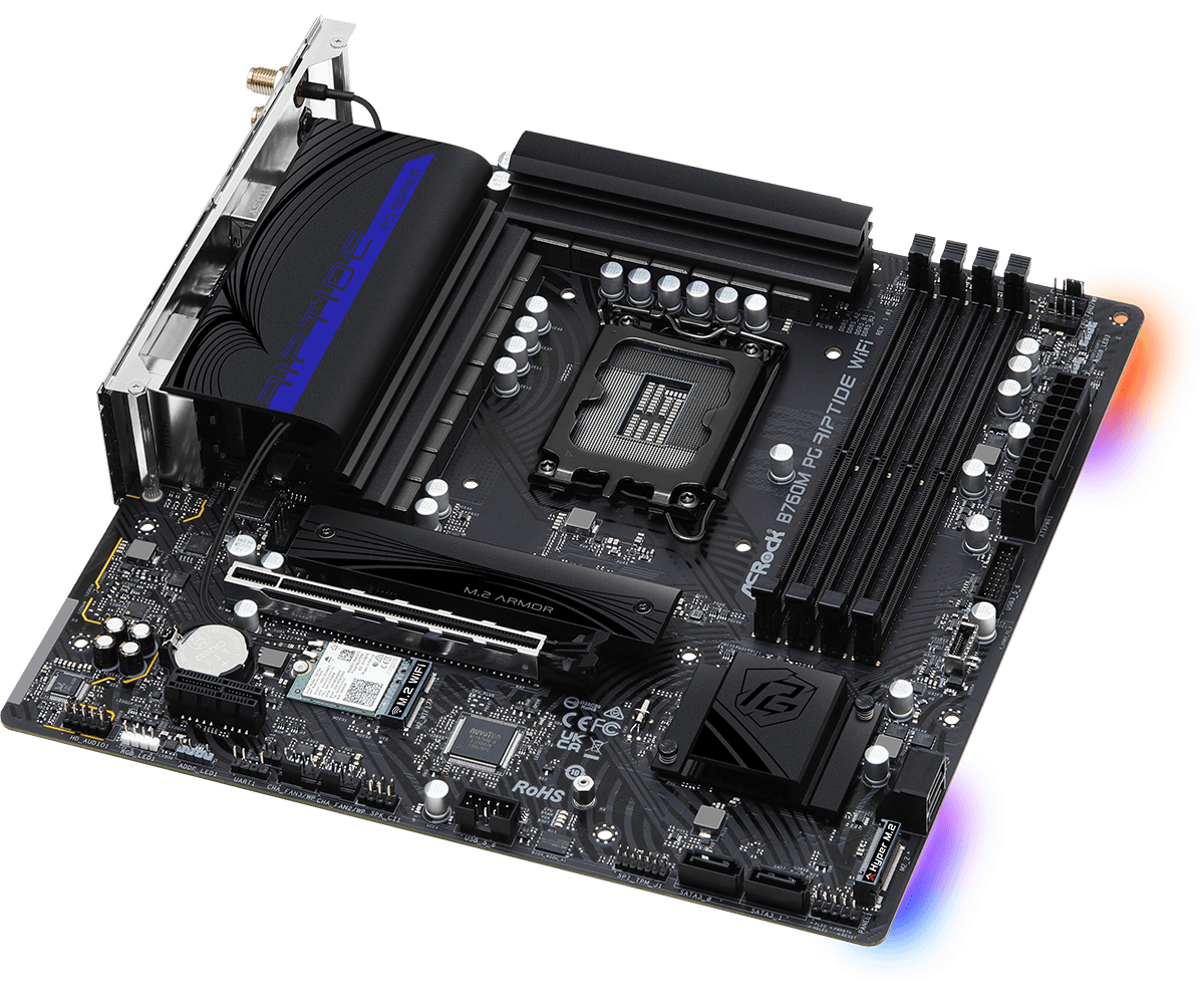 PLACA MADRE ASROCK B760M PRO RIPTIDE WIFI 6 + BT 4XDDR5 7USB 1USBTC PS2 HDMI DISPLAY PORT LAN2,5G 4SATA - Image 3