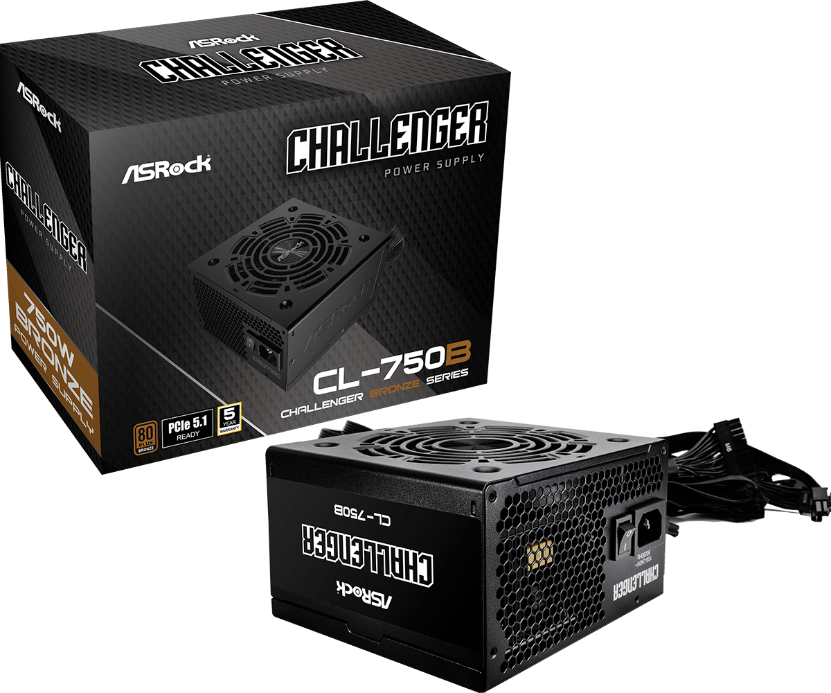 FUENTE DE PODER ASROCK CHALLANGER CL-750B 750 WATTS CERTIFICACION 80 PLUS BRONCE ATX CONECTOR Intellige