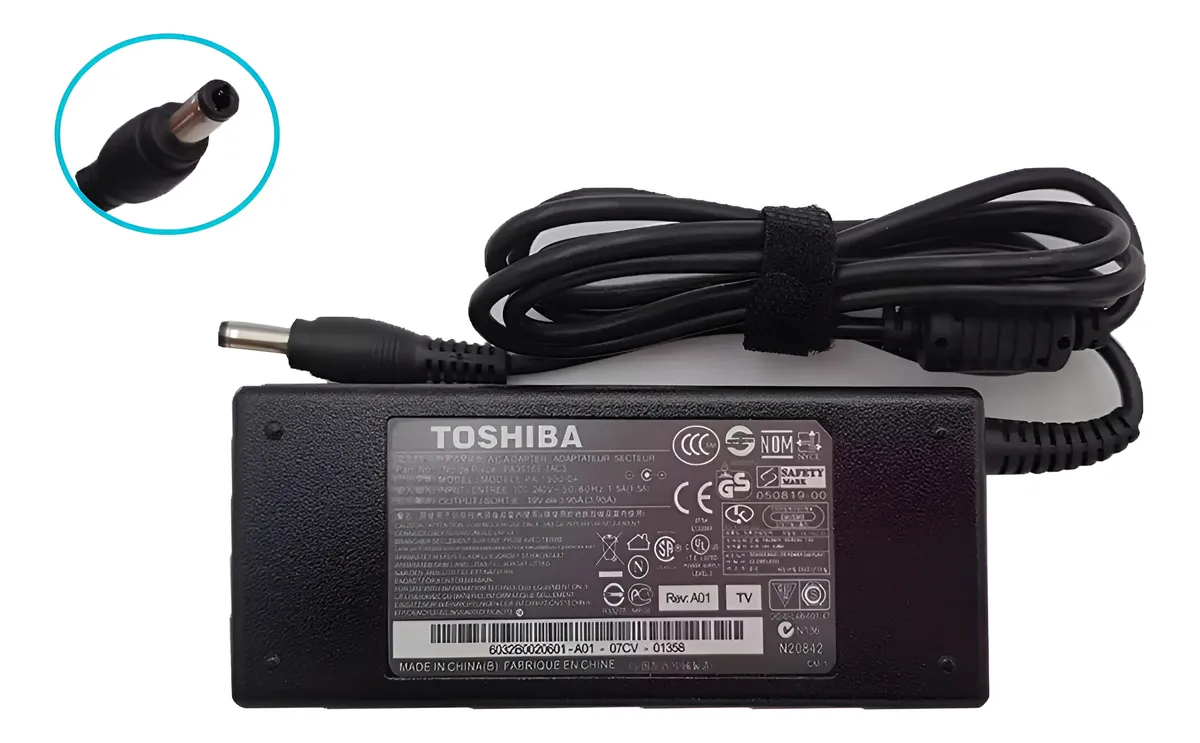 CARGADOR DE TOSHIBA PUNTA NEGRA / 19V/3.95A/ 75W / 5.5 * 2.5 mm