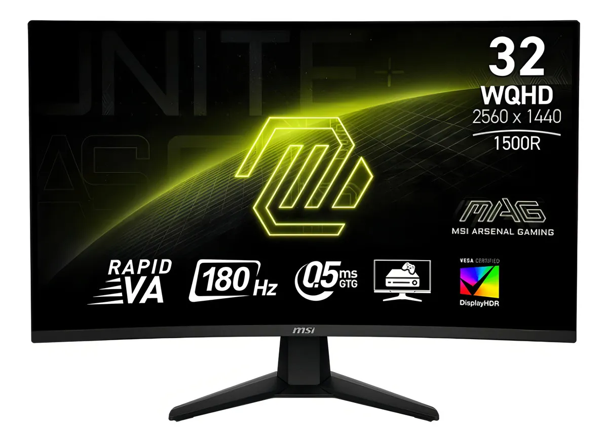 MONITOR MSI MAG 32CQ6F Curvado 32INCH 2560 x 1440 WQHD 180 Hz - VA Rápido DisplayHDR 400 - 0,5 ms - 2xHDMI, DisplayPort - Negro Metálico