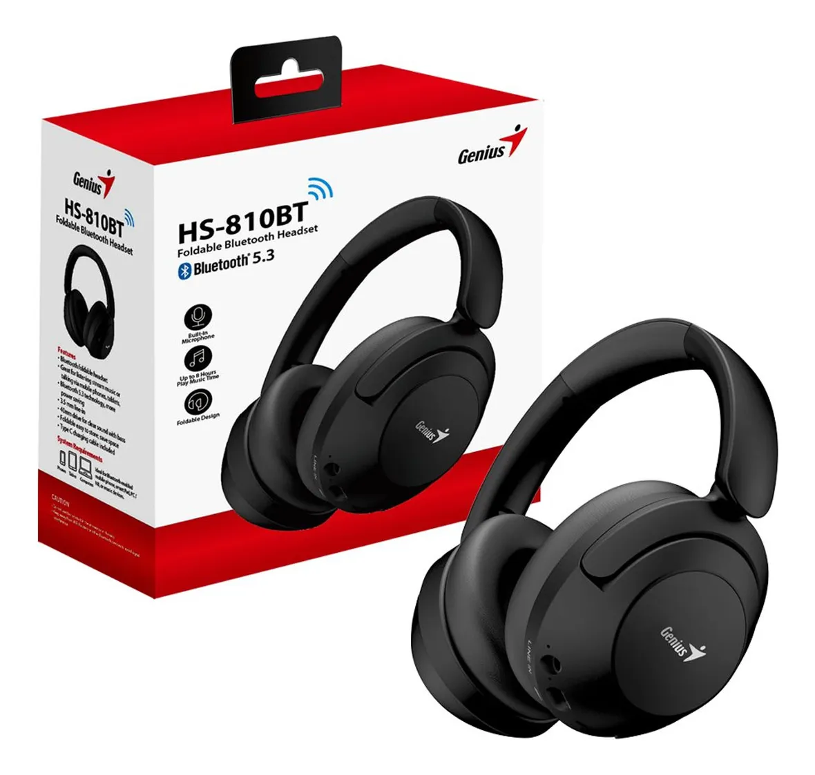AUDIFONO DIADEMA GENIUS BLUETOOTH HS 810BT NEGRO