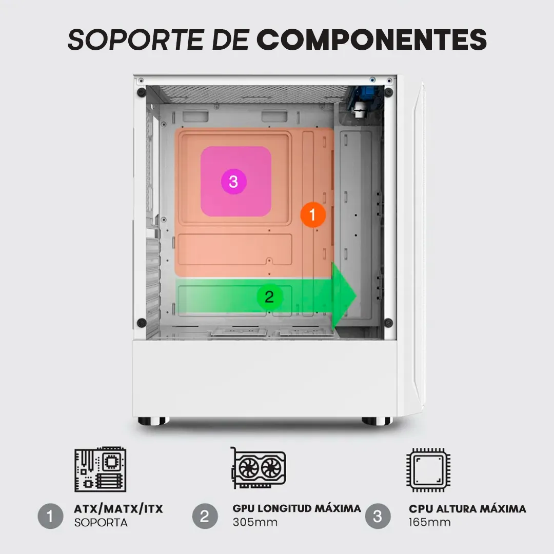 CASE ARMAGGEDDON TRITON 2 3XVENTILADORES 120MM ARGB BLANCO - Image 2
