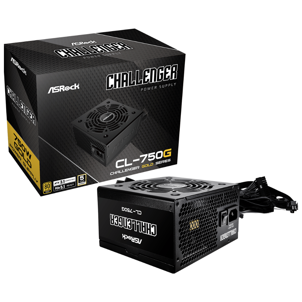 FUENTE DE PODER ASROCK CHALLANGE CL-750G 750 WATTS CERTIFICACION 80 PLUS GOLD ATX Icool intellige