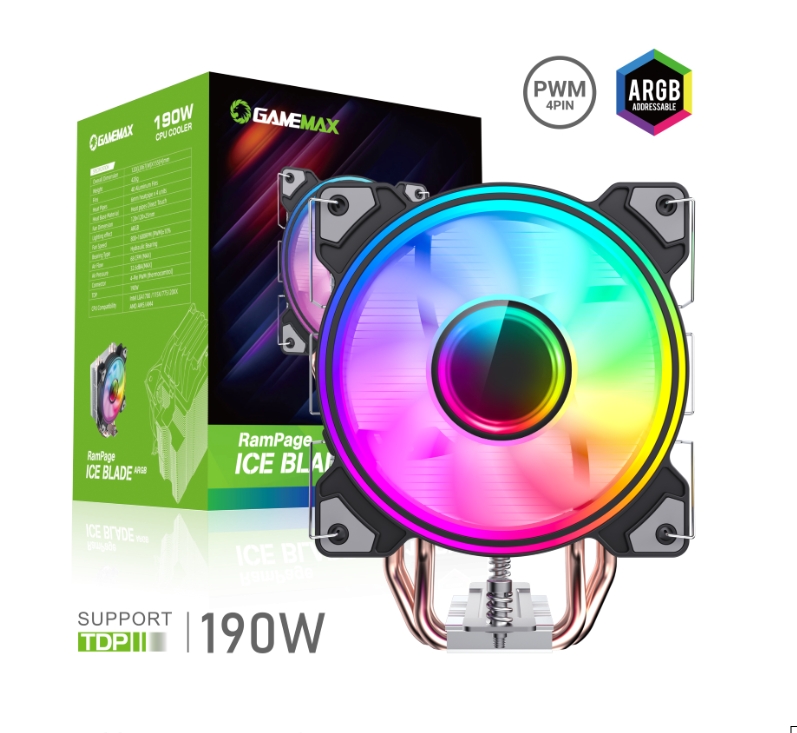 VENTILADOR DE TORRE GAMEMAX 190W PARA INTEL 1150 1151 1155 1156 1700