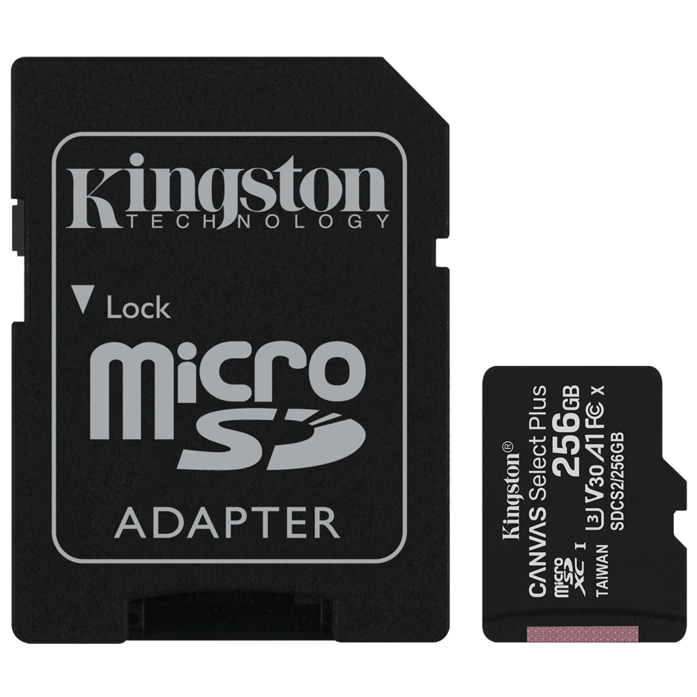 MICRO-SD KINGSTON SDCS2 256GB CANVAS SELECT PLUS 100MBS C10 UHS-I U3 V30
