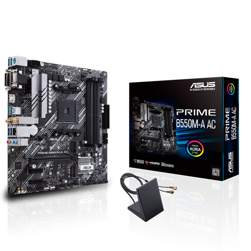 PLACA MADRE ASUS PRIME B550M-A AC AMD AM4 RYZEN 4DDR4 WIFI HDMI DVI-SUB 2M.2