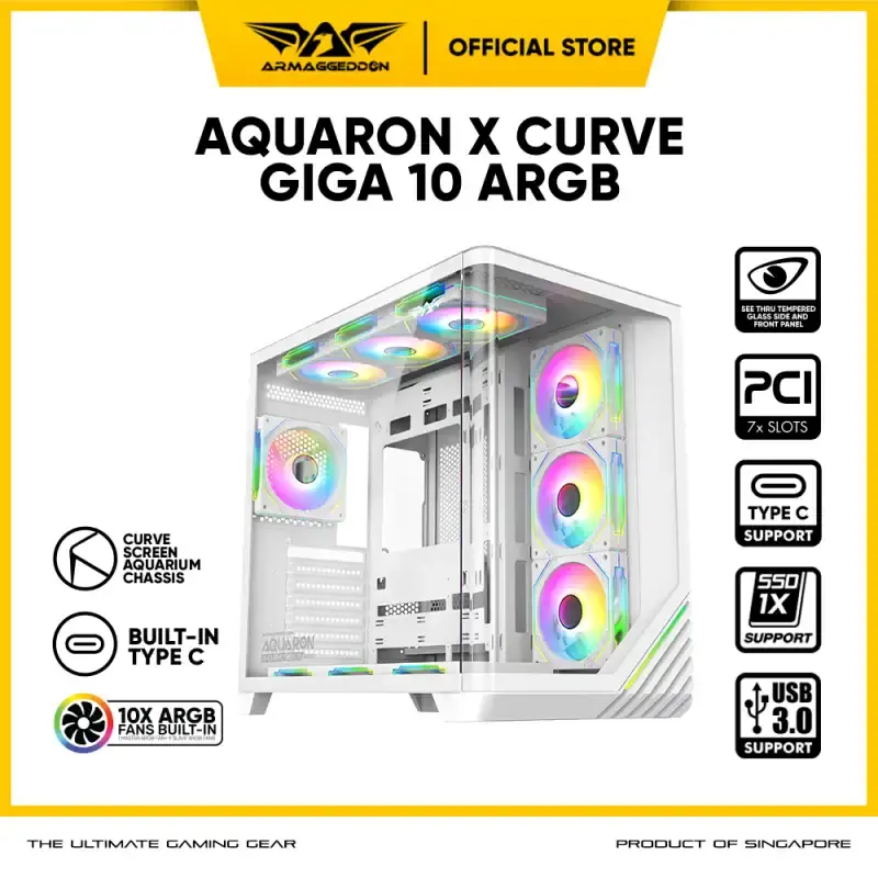 CASE ARMAGGEDDON X CURVO GIGA10 INCLUYE 10 ARGB BLANCO - Image 2