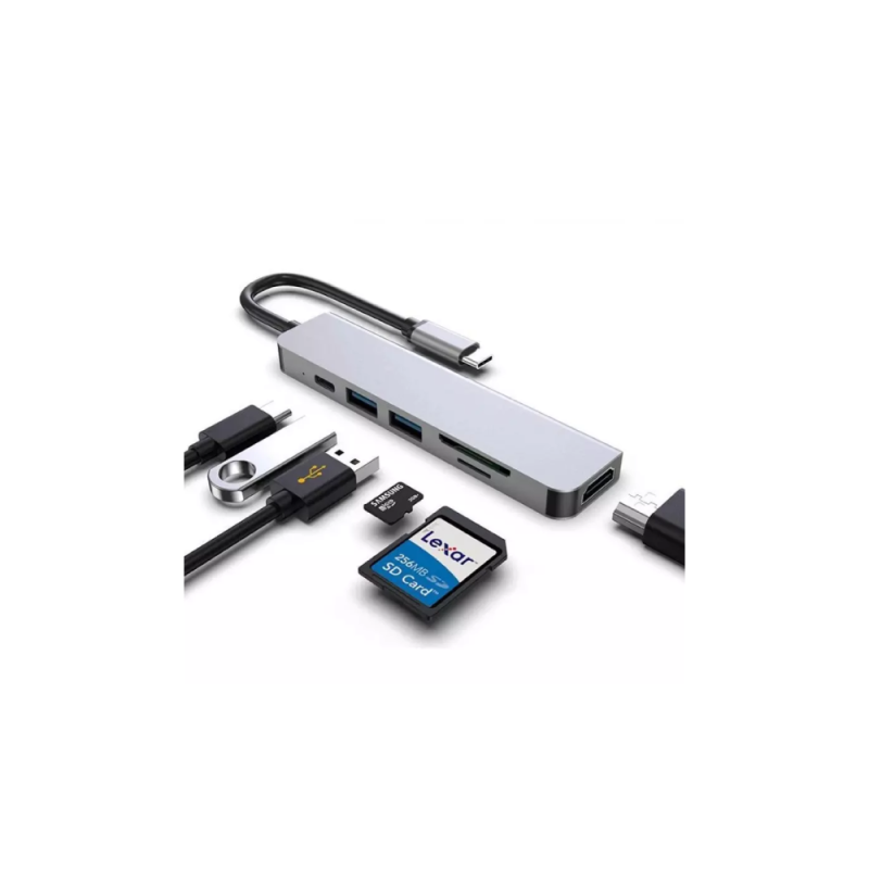 HUB ALTEK 6 EN 1 USB C - 2X USB TIPO C HDMI SD MCRO SD TF
