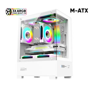 CASE ARMAGGEDDON AQUARON DUPLEX ONE 3 ARGB VIDRIO TEMPLADO BLANCO