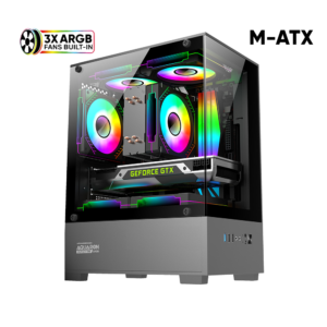 CASE ARMAGGEDDON AQUARON DUPLEX ONE 3 ARGB VIDRIO TEMPLADO NEGRO
