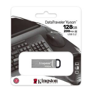 FLASH MEMORY KINGSTON DATATRAVELER KYSON DTKN 128GB USB 3.2 PLATEADO