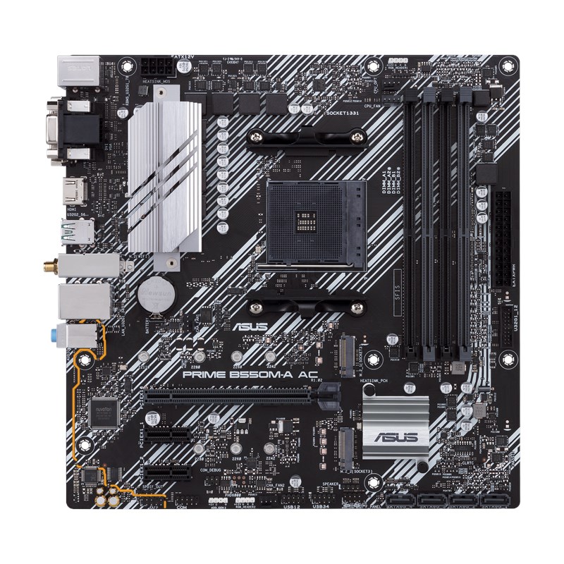PLACA MADRE ASUS PRIME B550M-A AC AMD AM4 RYZEN 4DDR4 WIFI HDMI DVI-SUB 2M.2 - Image 2