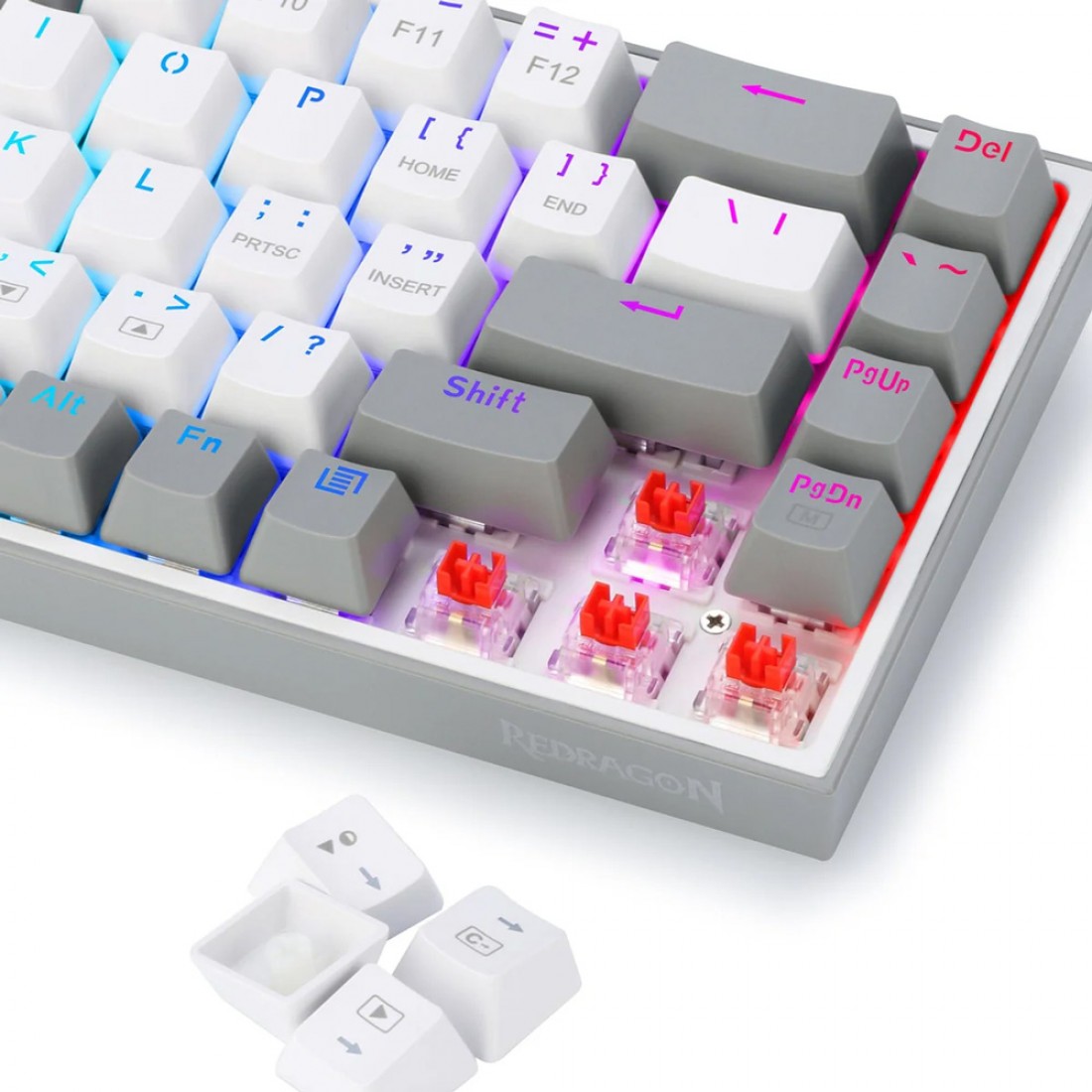 TECLADO GAMER K631RGB-PRO-WG CASTOR BLANCO GRIS REDRAGON - Image 3