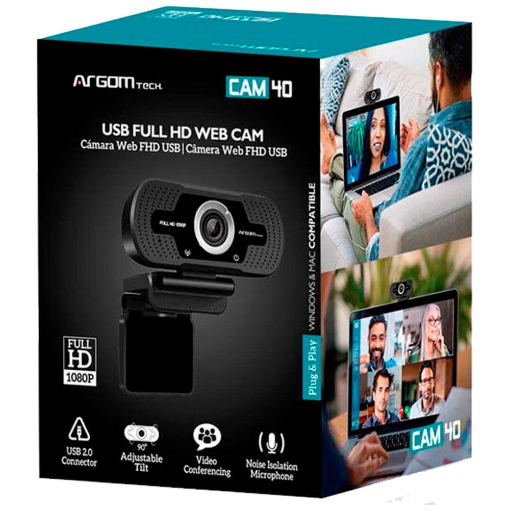 CAMARA VIDEO CONFERENCIA ARGOM 90GRADOS ARG-WC-9140BK 1080P MICRIFONO USB2,0 NEGRO